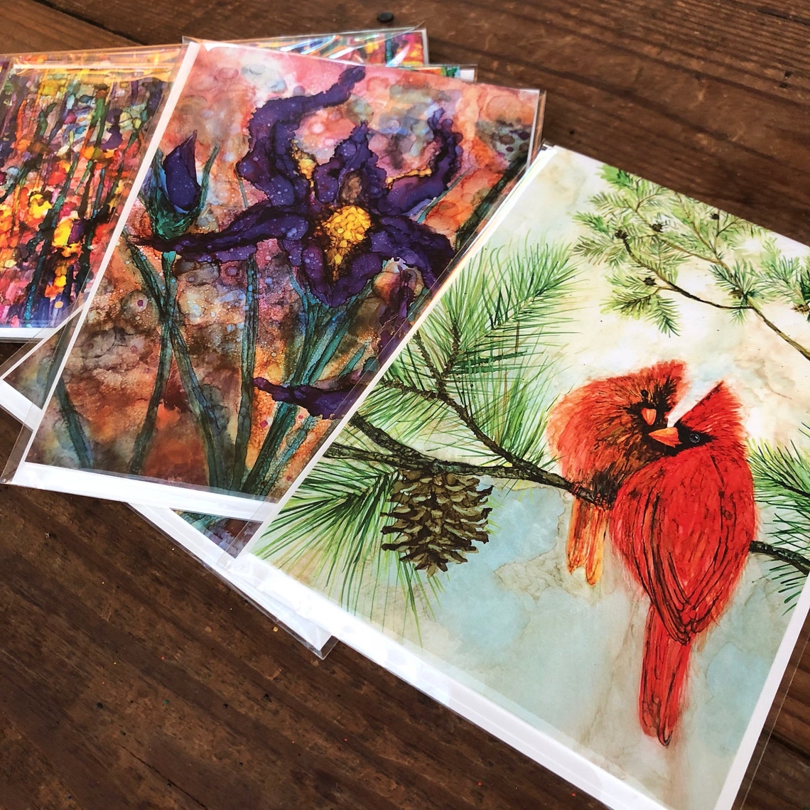 Cardinal Lovebirds Blank Artist Greeting Card Etsy