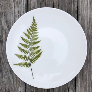 Set of 6 Botanical Porcelain Plates, Fern and Floral Dishes, Durable and Dishwasher Safe image 3