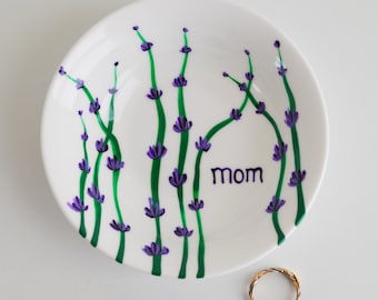 Lavender Jewelry Bowl, Personalized Ring Dish for Mom, Personalized Jewelry Bowl, Mother's Day Gift