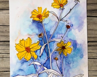Pretty Little Weeds : Fine Art Print from alcohol ink painting