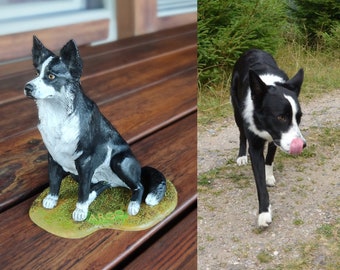 Personalized custom border collie, border collie dog figurines, custom border collie sculpture, personalized dog, handmade border collie dog
