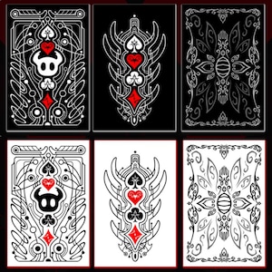 Mazzo di carte da gioco ispirato a Hollow Knight, 54 carte formato poker, realizzate a mano con design personalizzati in bianco e nero. B&W Standard