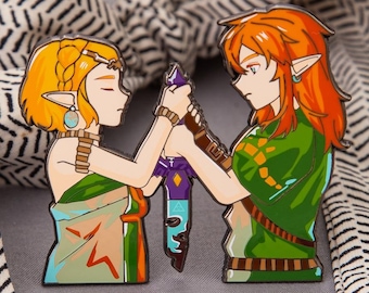 Legend of Zelda: Tears of the Kingdom Link and Zelda Metal Pin - Game Merchandise Brooch & Backpack Accessory 70*60mm