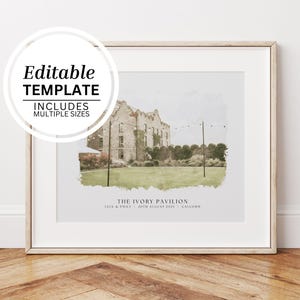 Ivory Pavilion Editable Artwork, Wedding Venue Artwork, Northern Ireland Wedding, Wedding Gift Download, Galgorm Castle