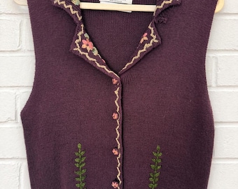 Chaleco de punto bordado a mano con retratos vintage de las Islas del Norte