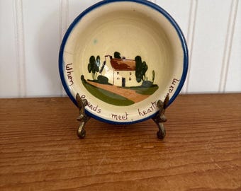 Vintage Devon England Pottery Motto Ware Red Clay Small Bowl Cottagecore