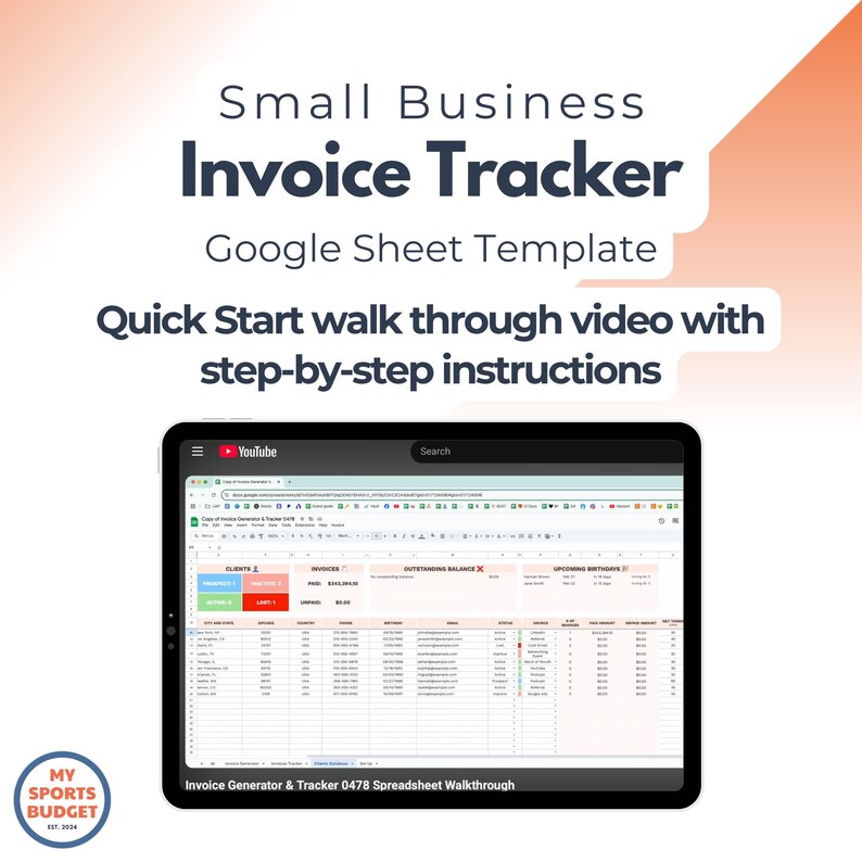 Invoice Tracker Generator Google Sheets Template | Small Business ...