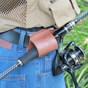Leder-Angelruten-Holster für Gürtel | Fliegenrutenhalter | Köder Angelrutenhalter
