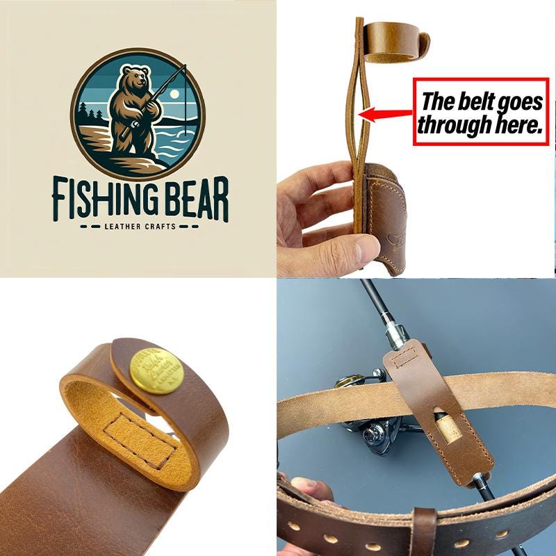 Leather Fishing Rod Holster For Belt | Fly Fishing Pole Holder | Lure Fishing Rod Holder