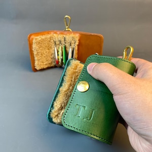 Cartera para moscas, Cartera de cuero personalizada para moscas, Cartera para pesca con mosca, Estuche para señuelos de pesca