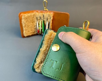 Fly Wallet, Personalized Leather Fly Wallet, Fly Fishing Wallet, Fishing Lure Case