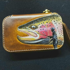 Cartera para moscas, cartera personalizada para moscas, cartera para pesca con mosca, estuche para señuelos de pesca