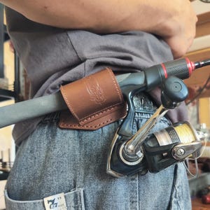 Leather Fishing Rod Holster For Belt | Fly Fishing Pole Holder | Lure Fishing Rod Holder