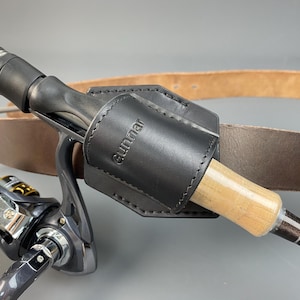 Leather Fishing Rod Holster For Belt | Fly Fishing Pole Holder | Lure Fishing Rod Holder