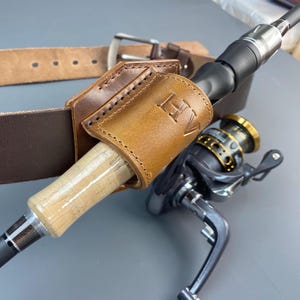 Leather Fishing Rod Holster For Belt | Fly Fishing Pole Holder | Lure Fishing Rod Holder