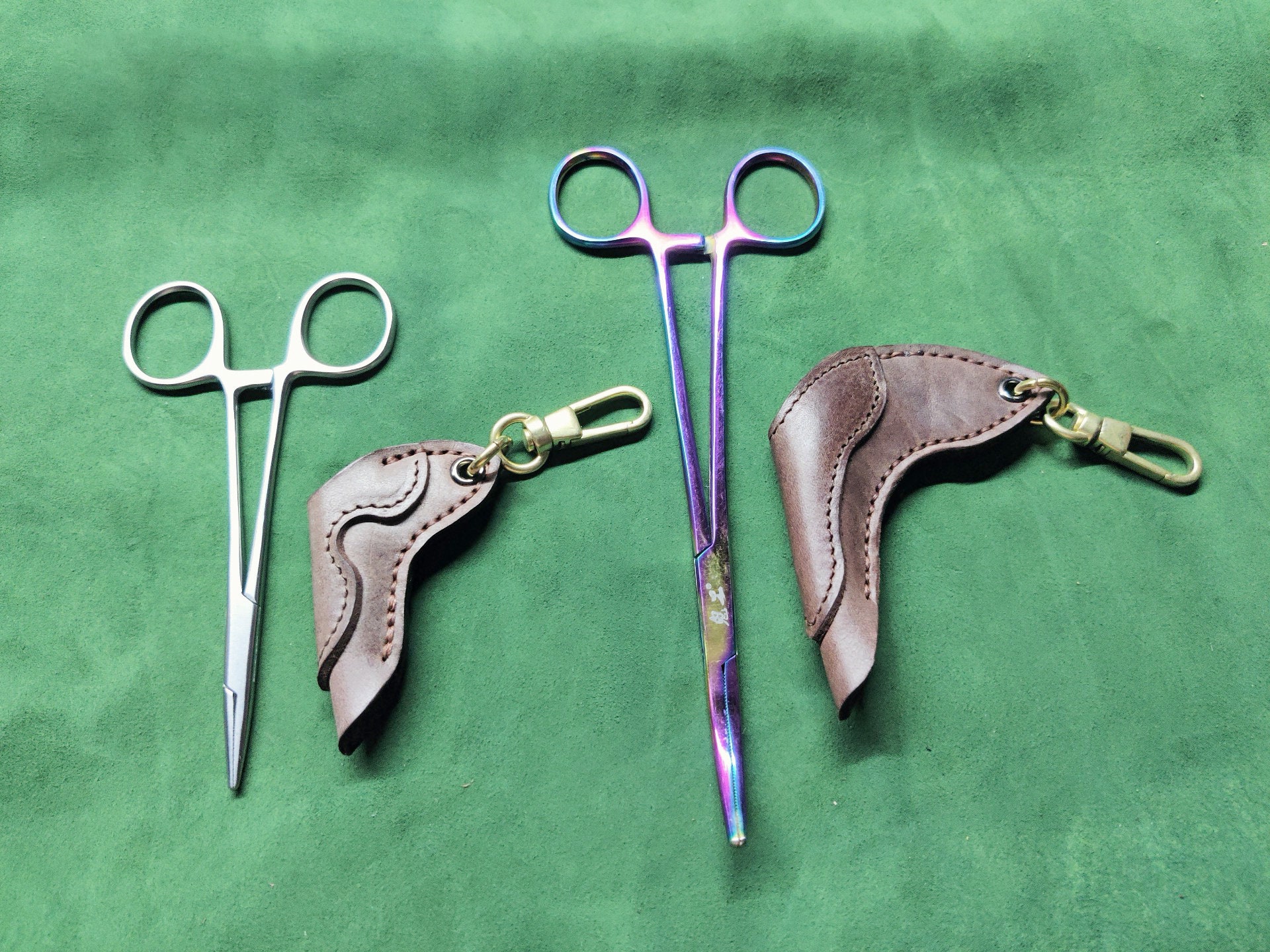 2 PCS Leather Fishing Hemostat Forceps Case