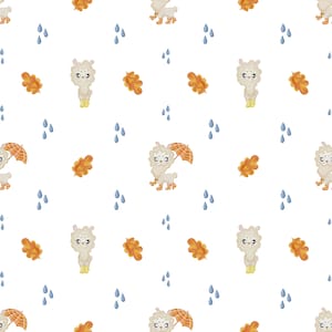 Cute Llama Pattern, Digital patterns, Drawing Seamless for Textile Design, Autumn pattern design, Alpaca pattern