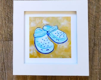 White Crocs Art Print