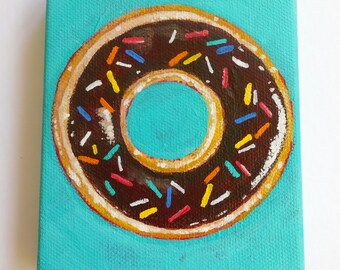 Chocolate Glazed Doughnut Acrylic Painting
