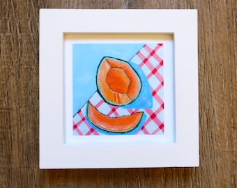 Cantaloupe Art Print, 4x4inches