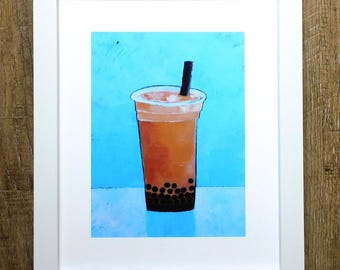 Boba Tea Print, Bubble Milk Tea Wall Decor