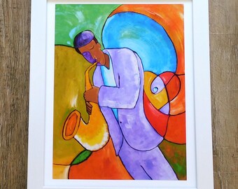 Joyful Noise Saxophone Player Art Print