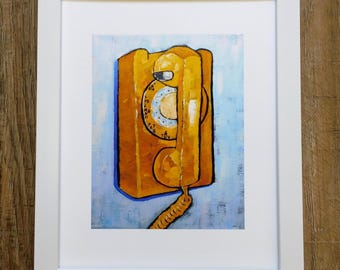 Yellow Western Electric Wall Phone Print