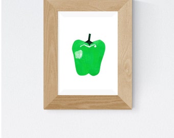 Green Pepper 8 x 10 Print, Kitchen Art, Food Print, Vegetable,