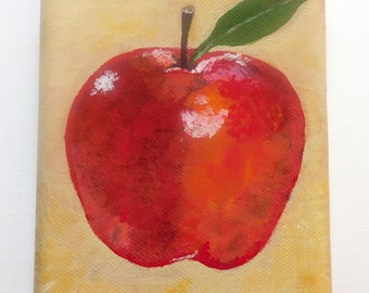 Red Apple Acrylic Painting, Small Art