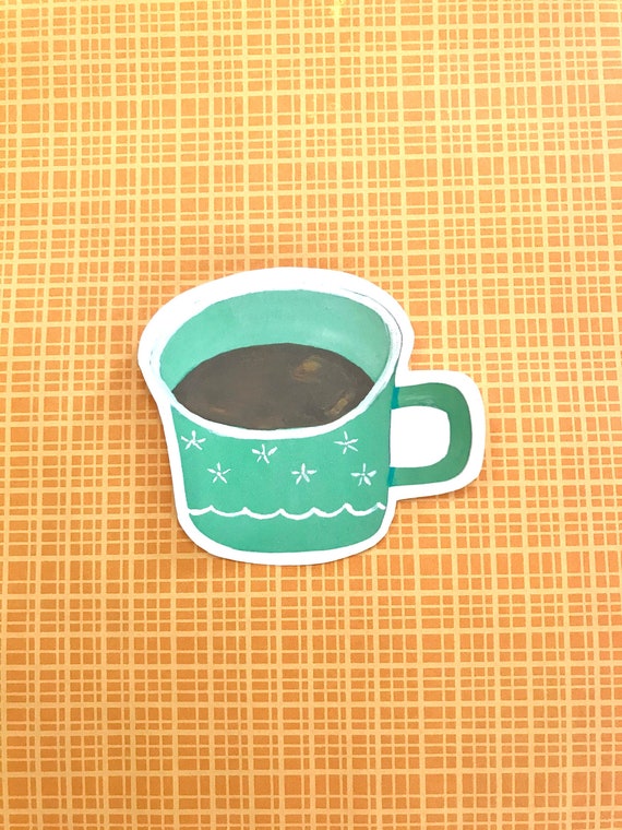 Mint Coffee Cup Sticker Decal Etsy