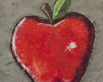 Red Apple Painting Series 2, Manzana, Fruit, Acrylic, Original Art, Mechelledesigns, Whimsical painting, home decor,