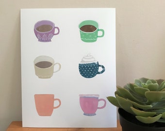 Coffee Cups Print, 8x10