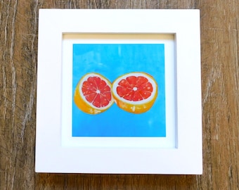Mini Grapefruit Print, Kitchen Food Art (4x4 inch)