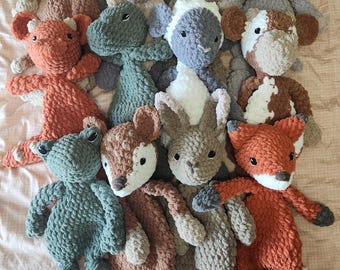 Crochet Animal Lovey | Handmade Knotted Snuggler