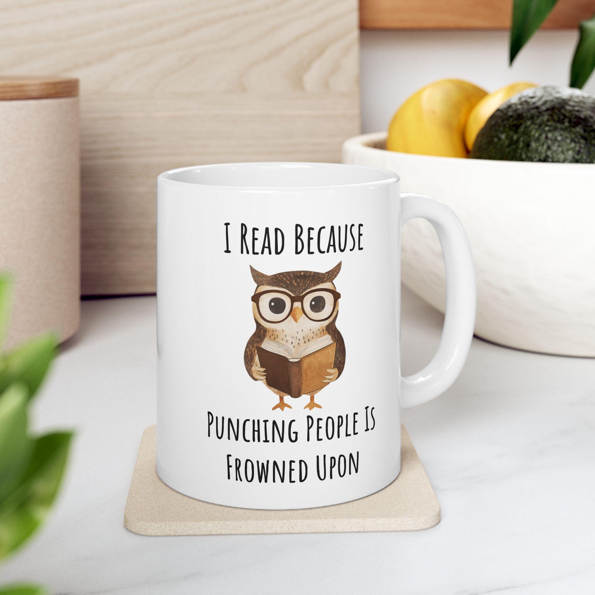 Bookish Owl Mug: Sarcastic Anti Social Quote, Funny Reader Gift