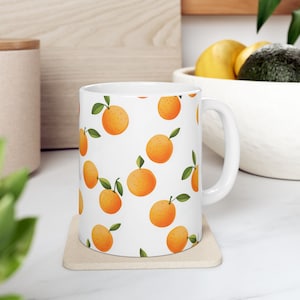 Cute Orange Mug, Ceramic Mug with Citrus Orange Design, Cute Gift For Him or Her, Sweet Gift For Orange Lovers, Mug Gift For Coffee Lovers