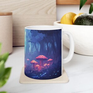 Paddenstoelmok, grillig bos geïnspireerd ontwerp, gloeiende paddenstoel in een donker bosthema, cadeau fantasieliefhebbers, esthetisch cadeau Cottagecore