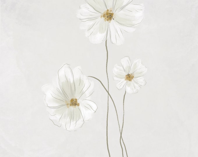 Minimal Flower Print, Christa Suppe Print, Neutral Botanical Art Print, Florals Printable Wall Art, Digital Download