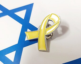 Il nastro giallo della solidarietà tiene in ostaggio Israele Distintivo "Portali a casa adesso".