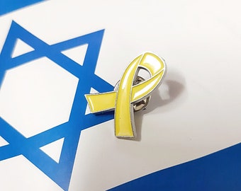 Badge de solidarité avec le ruban jaune, otages d'Israël, ramenez-les à la maison maintenant