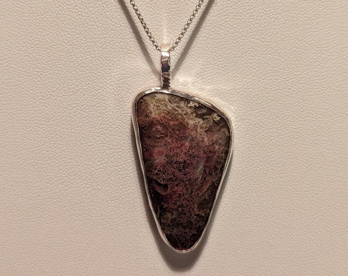 Agua Nuevas Moss Agate pendant.   Beautiful colors!  Moss agate is said to encourage tranquility and emotional balance.