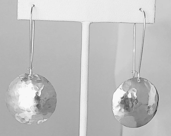 Silk Textured Sterling Silver Disc Earrings