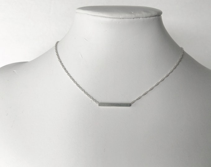 Sterling Silver square bar tube rest on sterling chain!   Simplicity!   Choker type style.  Different lengths available.