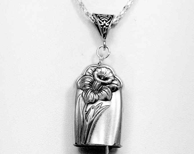 Daffodil pattern 1950 upcycled knife handle bell necklace! Daffodil necklace.