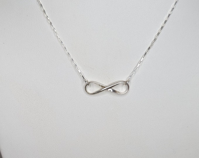 Simplicity! Sterling Infinity symbol centered on sterling chain.  Various lengths available.