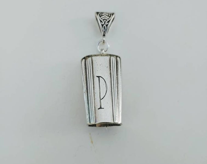 P monogrammed upcycled knife handle bell necklace!  Original monogram!   No extra engraving done.