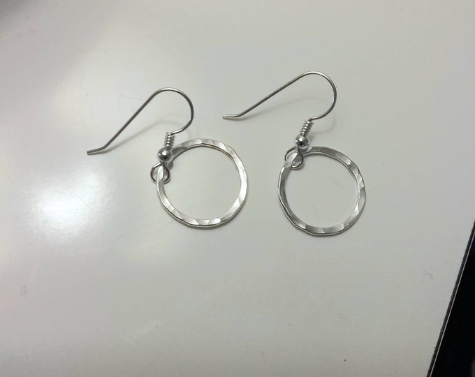 Hammered Sterling circles suspended from sterling silver french earwires