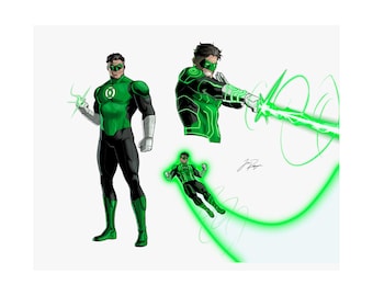 Hal groene lantaarn DCU fan concept, matte horizontale poster, komische muurkunst, superheld decor, cadeau voor fans, geek kamerdecoratie