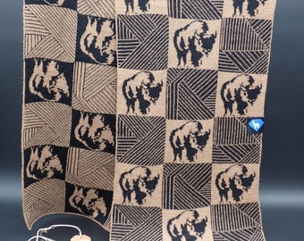 Buffalo Geometric Checkered Knit Alpaca Scarf