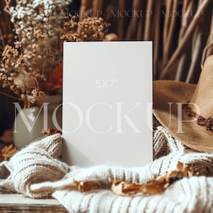 Hochzeit im Herbst, Mockup einladen, Boho Grußkarte Mockup, 13x18 Karte, Herbst Karte Mockup, Rustikale Einladung Mockup, Herbst Mockup